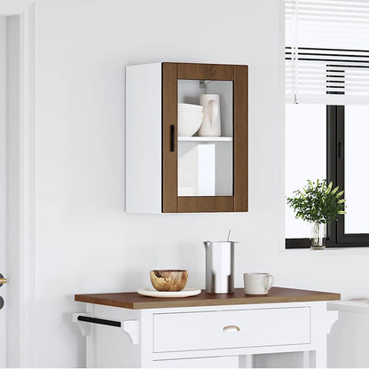 vidaXL Kitchen Wall Cabinet with Glass Door Porto Brown Oak 1