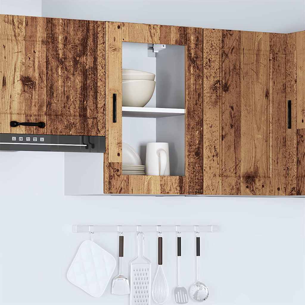vidaXL Kitchen Wall Cabinet with Glass Door Porto Old Wood 3