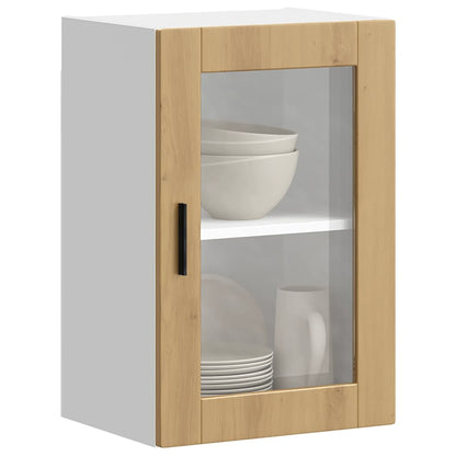 vidaXL Kitchen Wall Cabinet with Glass Door Porto Artisan Oak 3