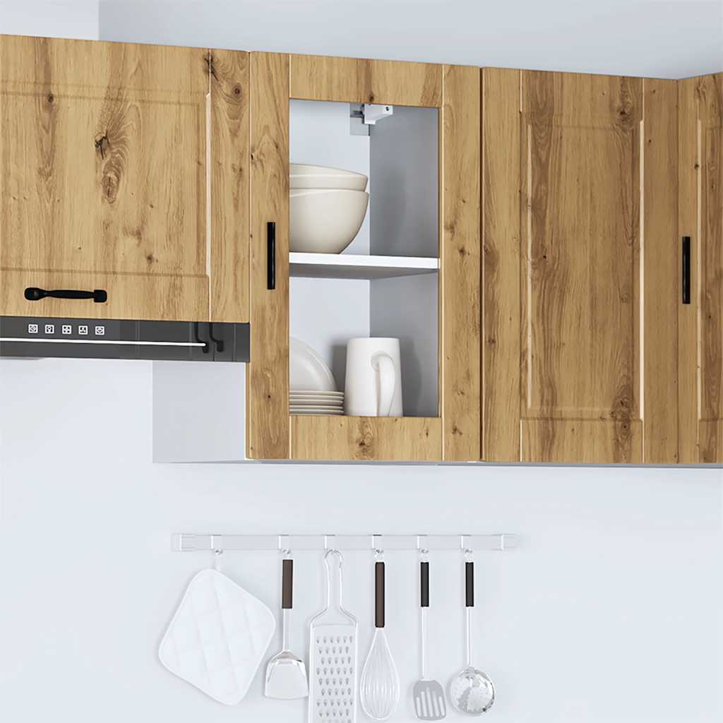 vidaXL Kitchen Wall Cabinet with Glass Door Porto Artisan Oak 4