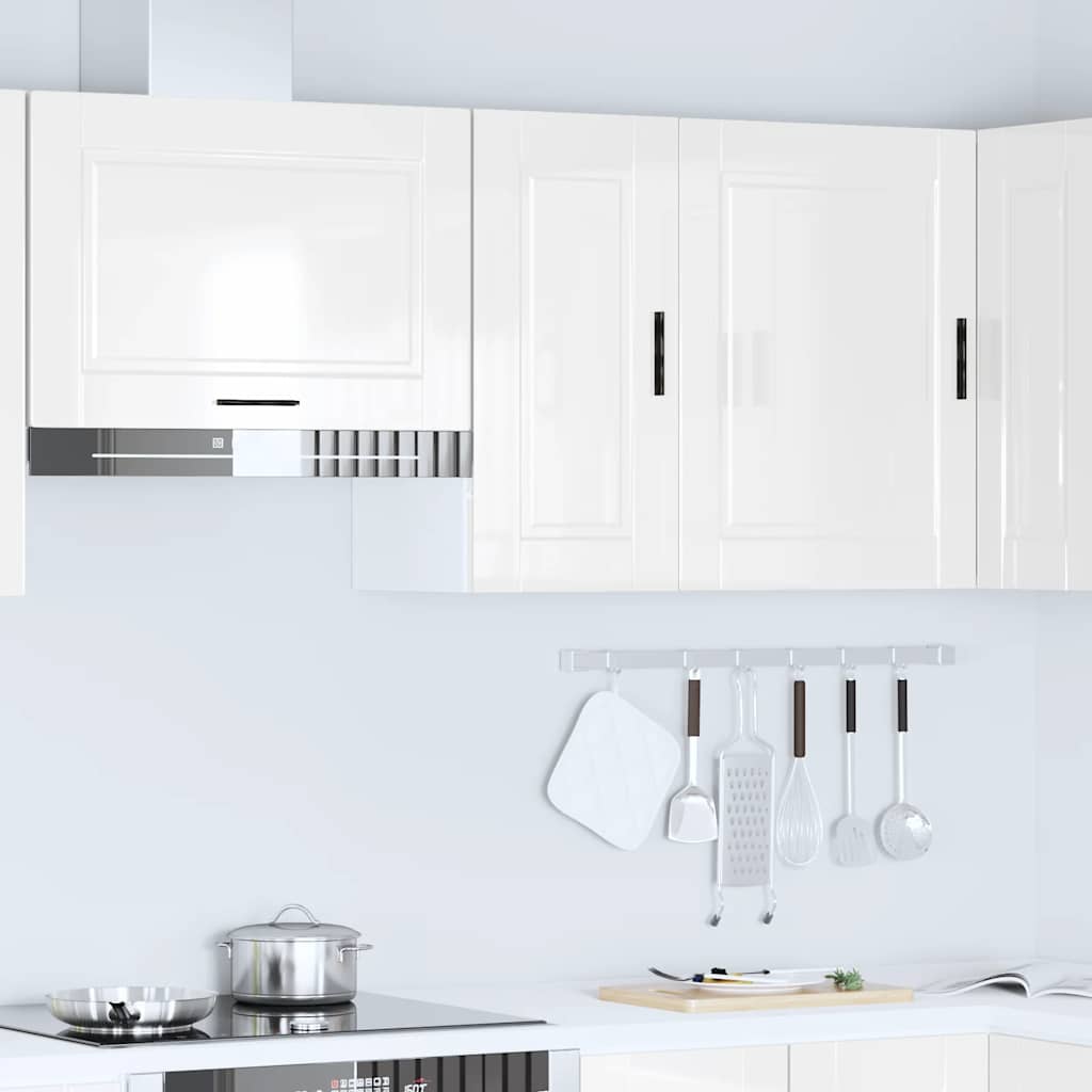 vidaXL Kitchen Wall Cabinet Porto High Gloss White Engineered Wood 3