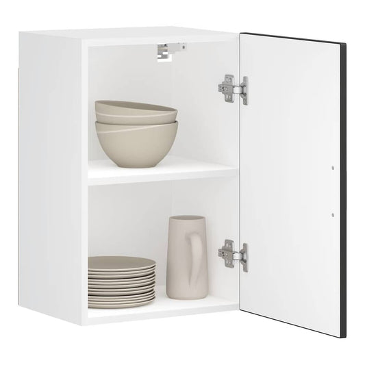 Kitchen Wall Cabinet "Porto" Engineered Wood Black 1x wall cabinet (1 door) 40 cm wide 40 cm high–1x wall corner cabinet 57 cm wide 80 cm high 1x wall cabinet (1 door) 40 cm wide 60 cm high