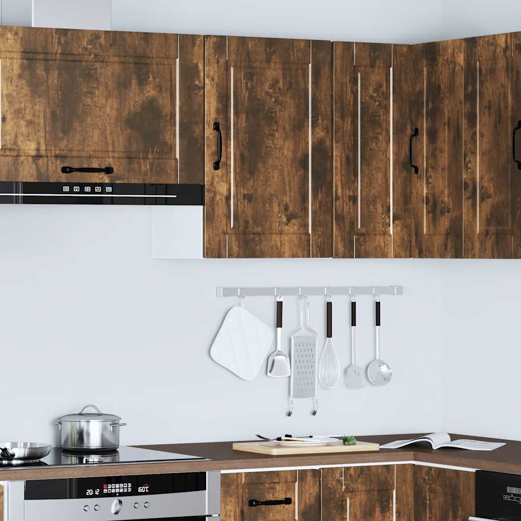 vidaXL Kitchen Wall Cabinet Porto Smoked Oak Engineered Wood 4