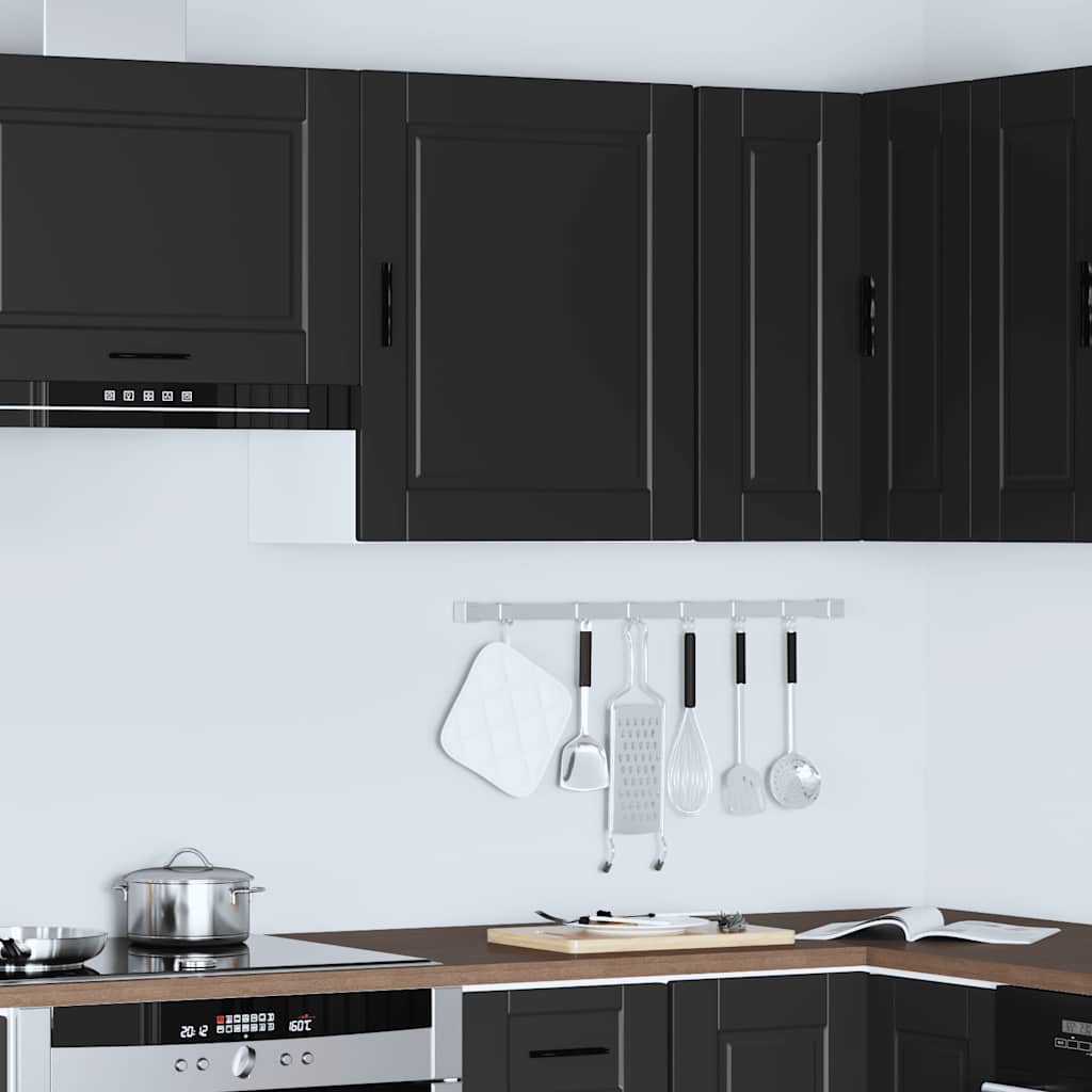 vidaXL Kitchen Wall Cabinet Porto Black Engineered Wood 4