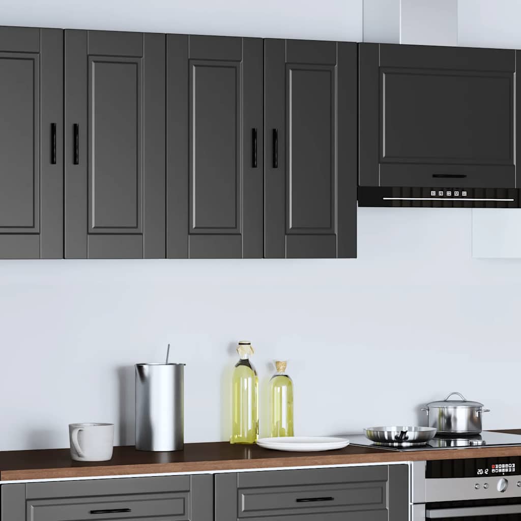 vidaXL Kitchen Wall Cabinet "Porto" Black Engineered Wood 1