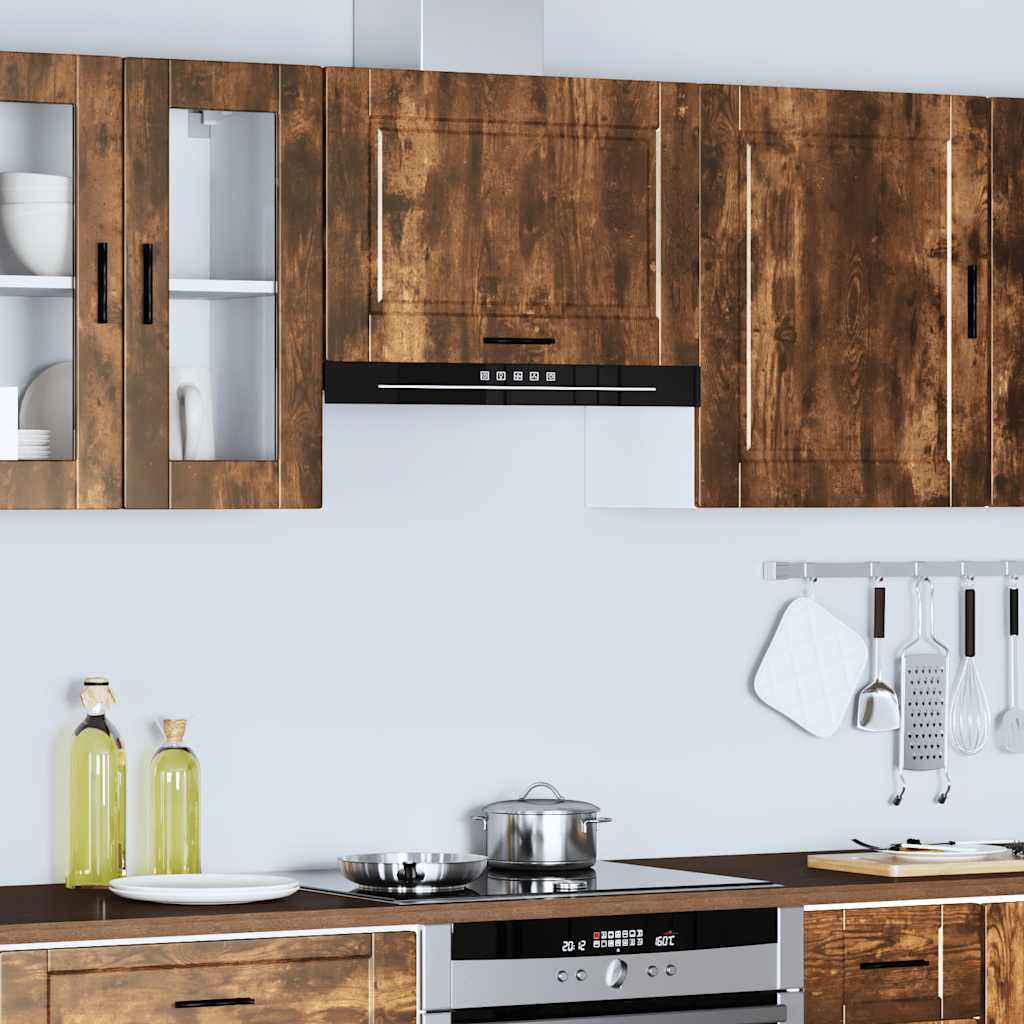 vidaXL Kitchen Wall Cabinet Porto Smoked Oak Engineered Wood 4