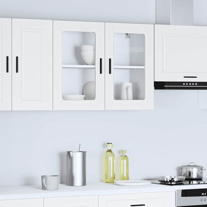 vidaXL Kitchen Wall Cabinet with Glass Door "Porto" White