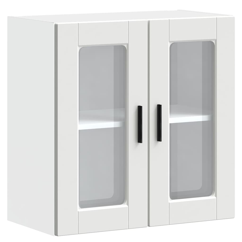 Kitchen Wall Cabinet with Glass Door "Porto" White 1x wall corner cabinet 57 cm wide 100 cm high–2x wall glass cabinet (1 door) 40 cm wide 40 cm high 1x wall glass cabinet (2 doors) 60 cm wide 60 cm high