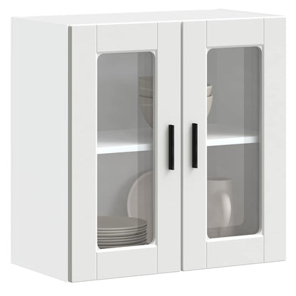 Kitchen Wall Cabinet with Glass Door "Porto" White 1x wall corner cabinet 57 cm wide 100 cm high–2x wall glass cabinet (1 door) 40 cm wide 40 cm high 1x wall glass cabinet (2 doors) 60 cm wide 60 cm high