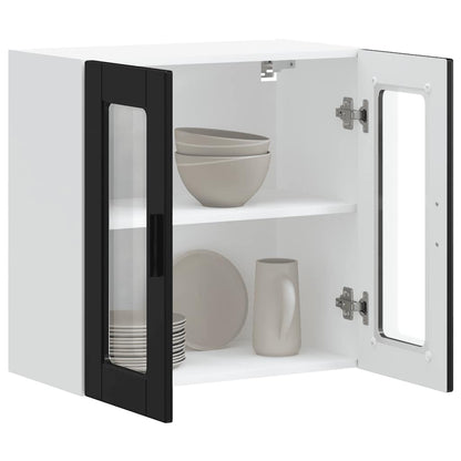 vidaXL Kitchen Wall Cabinet with Glass Door Porto Black 3