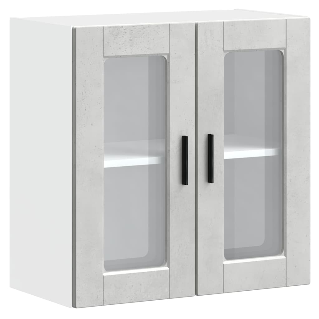 vidaXL Kitchen Wall Cabinet with Glass Door Porto Concrete Grey 2