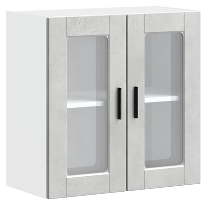 vidaXL Kitchen Wall Cabinet with Glass Door Porto Concrete Grey 2