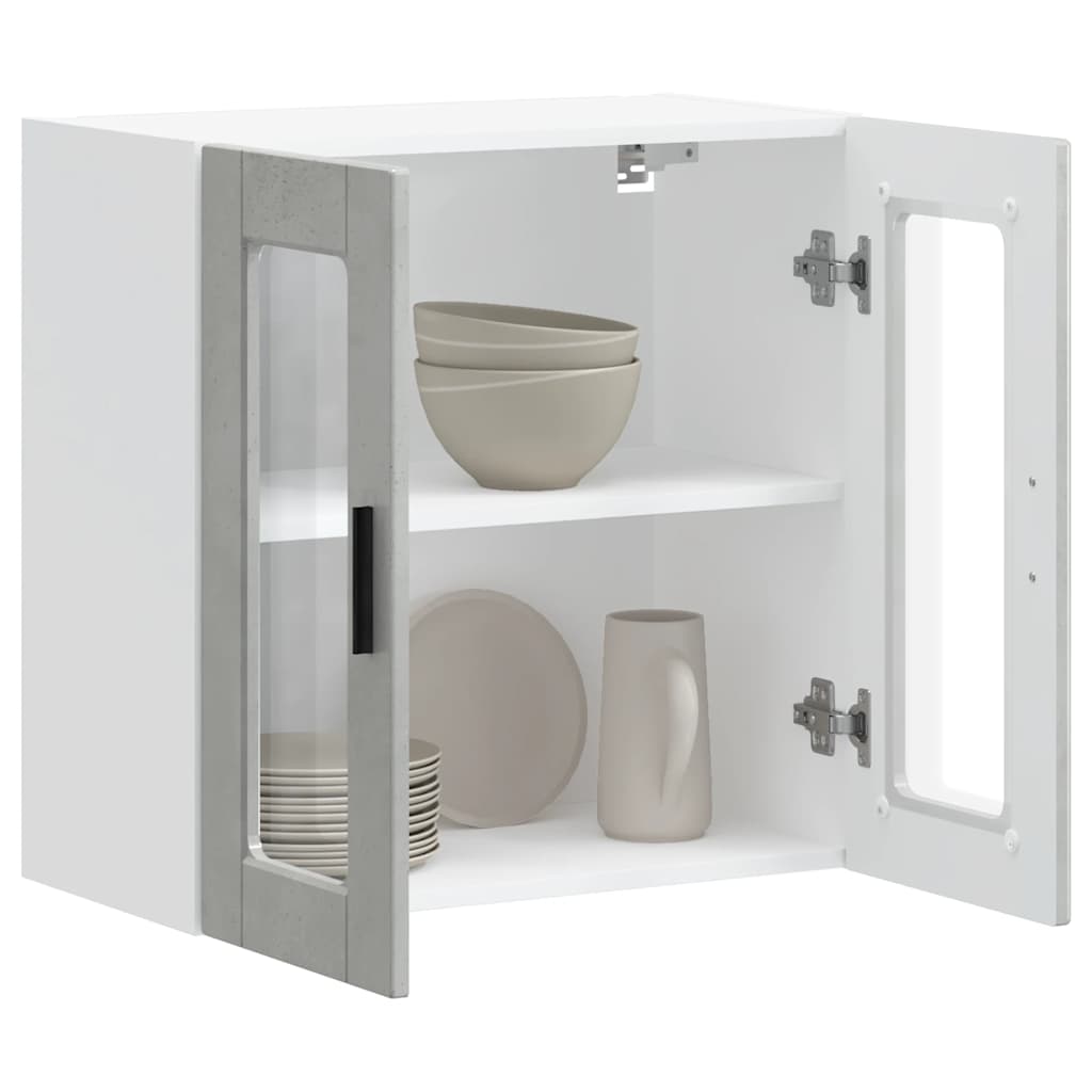 vidaXL Kitchen Wall Cabinet with Glass Door Porto Concrete Grey 3