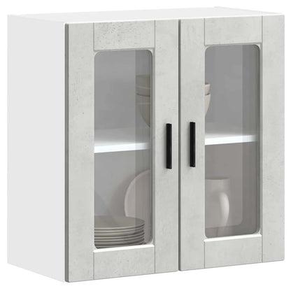 vidaXL Kitchen Wall Cabinet with Glass Door Porto Concrete Grey 4