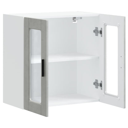 vidaXL Kitchen Wall Cabinet with Glass Door Porto Concrete Grey 5