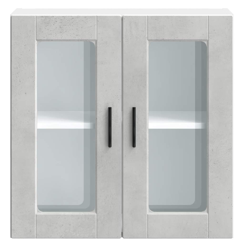 vidaXL Kitchen Wall Cabinet with Glass Door Porto Concrete Grey 6