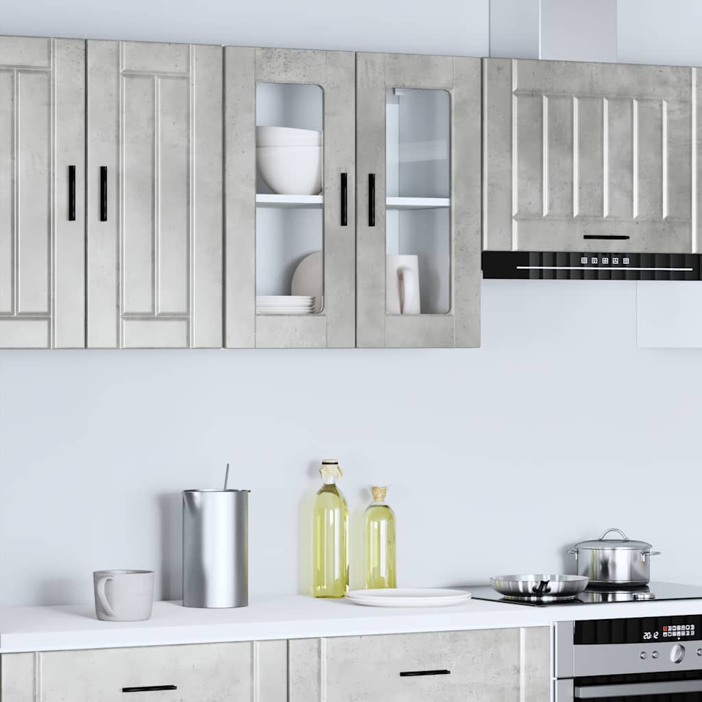 vidaXL Kitchen Wall Cabinet with Glass Door Porto Concrete Grey 1