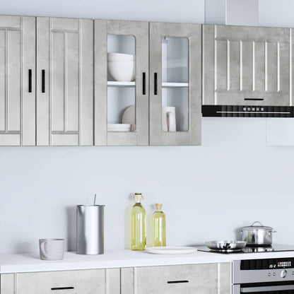 vidaXL Kitchen Wall Cabinet with Glass Door Porto Concrete Grey 1