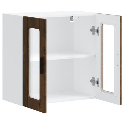 vidaXL Kitchen Wall Cabinet with Glass Door Porto Smoked Oak 5