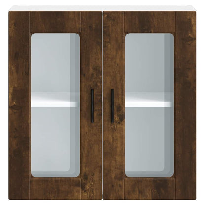 vidaXL Kitchen Wall Cabinet with Glass Door Porto Smoked Oak 6