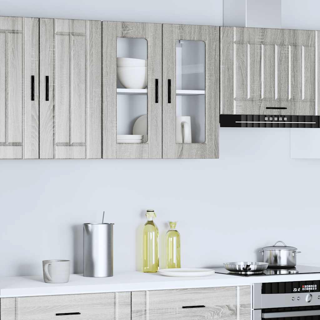Kitchen Wall Cabinet with Glass Door "Porto" Grey Sonoma 1x wall glass cabinet (2 doors) 60 cm wide 60 cm high