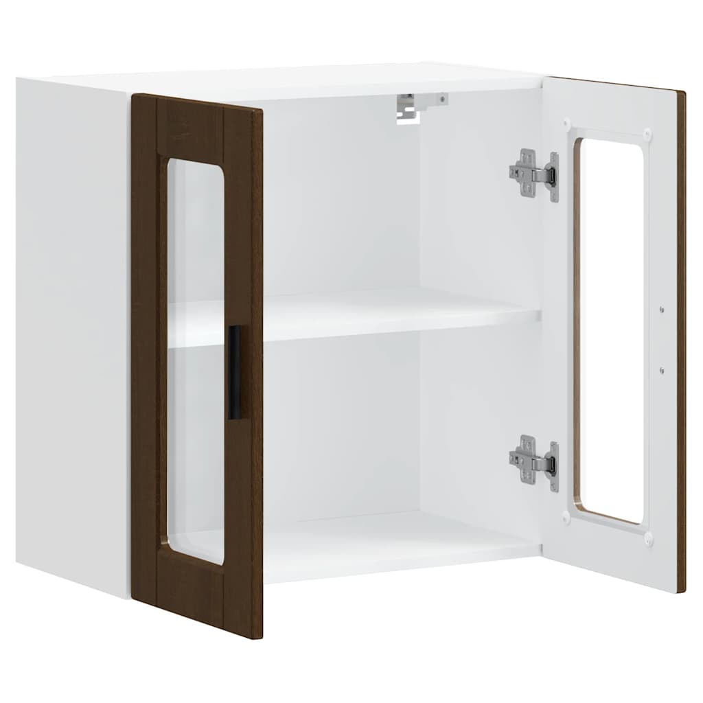 vidaXL Kitchen Wall Cabinet with Glass Door Porto Brown Oak 5