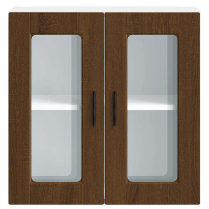 vidaXL Kitchen Wall Cabinet with Glass Door Porto Brown Oak 6