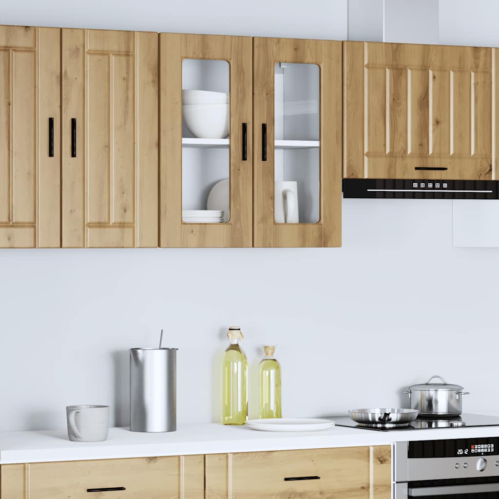 vidaXL Kitchen Wall Cabinet with Glass Door Porto Artisan Oak 1