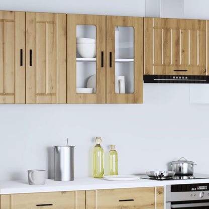 vidaXL Kitchen Wall Cabinet with Glass Door Porto Artisan Oak 1