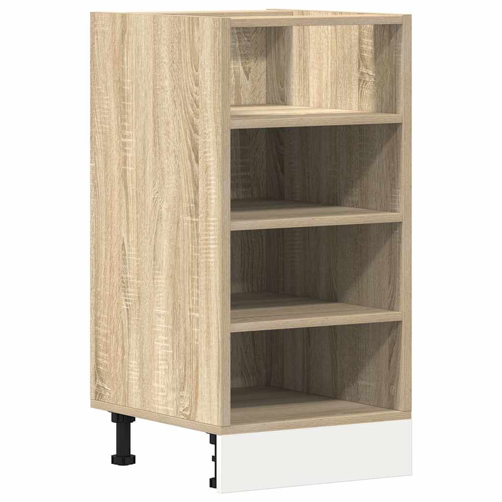 Kitchen Base Cabinet "Lyon" Engineered Wood Sonoma oak 1x bottom cabinet (1 door 1 drawer) 30–1x hanging cabinet (1 door) 30 cm wide 100 cm high 1x bottom cabinet (4 shelves) 40 cm