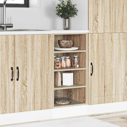 Kitchen Base Cabinet "Lyon" Engineered Wood Sonoma oak 1x bottom cabinet (1 door 1 drawer) 30–1x hanging cabinet (1 door) 30 cm wide 100 cm high 1x bottom cabinet (4 shelves) 40 cm