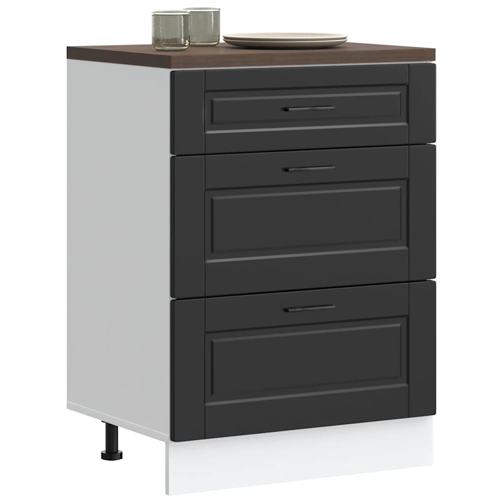 vidaXL Kitchen Base Cabinet "Porto" Engineered Wood Black