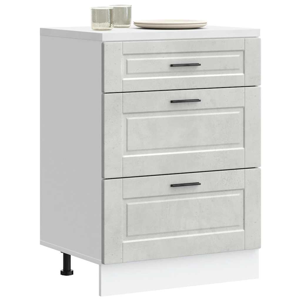 vidaXL Kitchen Base Cabinet "Porto" Engineered Wood Concrete Grey