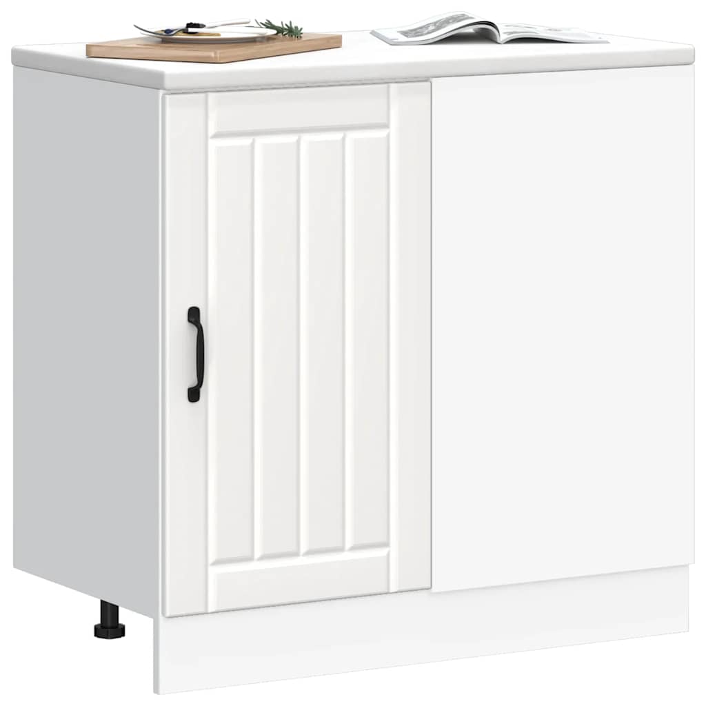 vidaXL Kitchen Base Cabinet Lucca White Engineered Wood 3