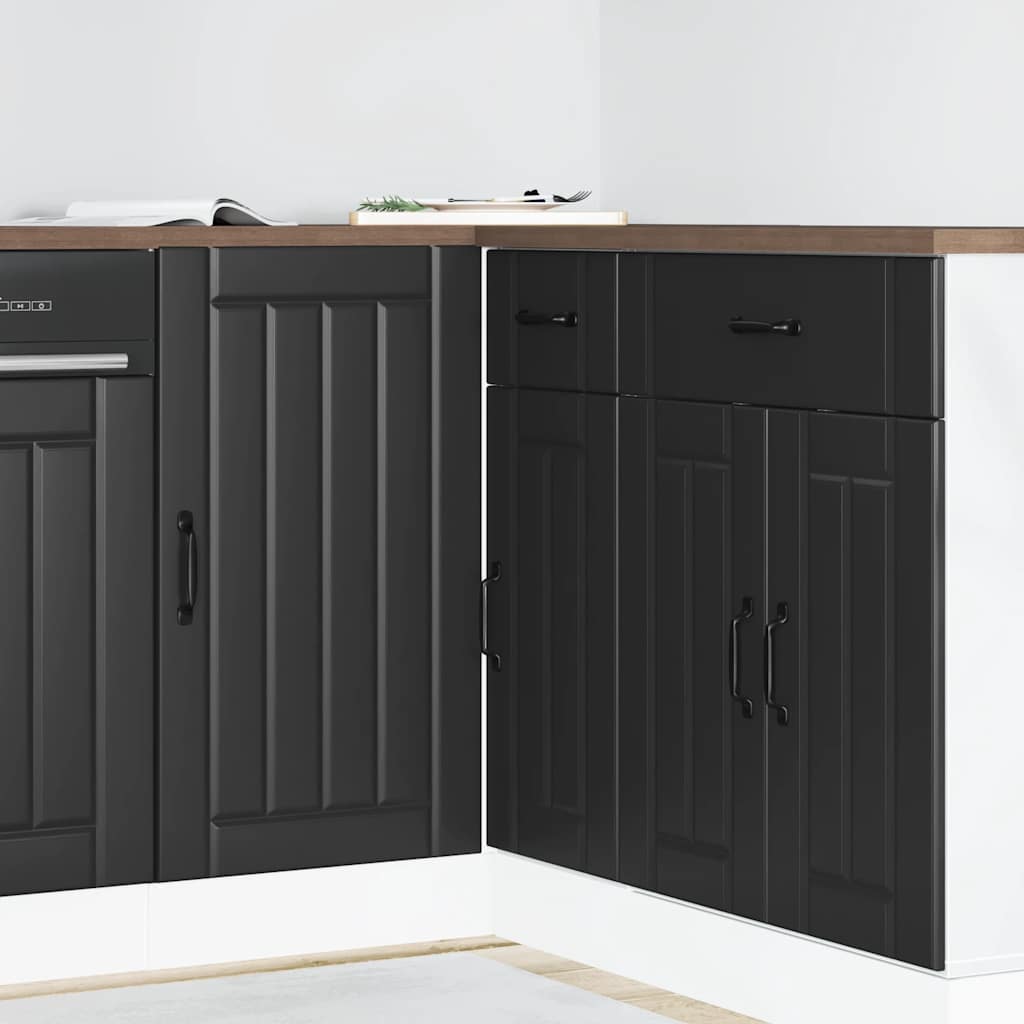 vidaXL Kitchen Base Cabinet "Lucca" Black Engineered Wood 1