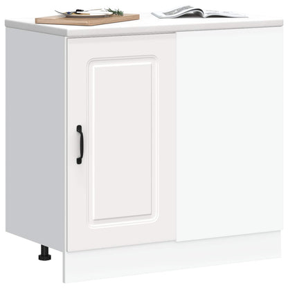 Kitchen Base Cabinet "Kalmar" Engineered Wood White 1x bottom cabinet (1 door 1 drawer) 30 cm wide 81.5 cm high–1x wall cabinet (1 door) 30 cm wide 100 cm high 1x corner bottom cabinet (1 door) 86 cm wide 81.5 cm high