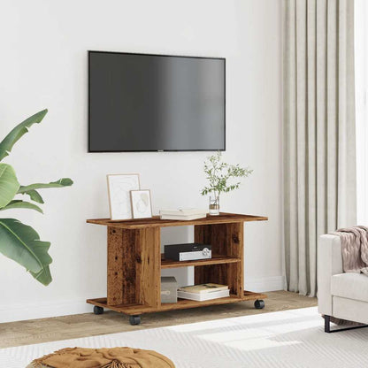 vidaXL TV Cabinet with Castors Old Wood 80x40x45 cm Engineered Wood 3
