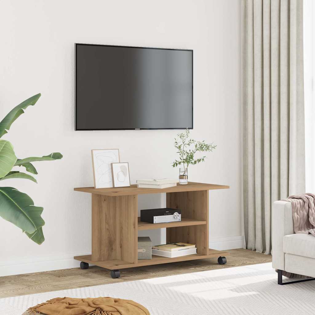 vidaXL TV Cabinet with Castors Artisan Oak 80x40x45 cm Engineered Wood 1
