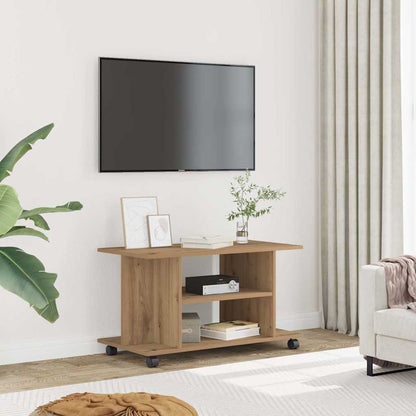 vidaXL TV Cabinet with Castors Artisan Oak 80x40x45 cm Engineered Wood 1