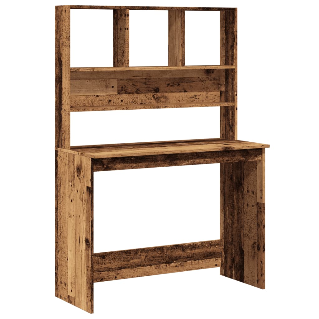 vidaXL Desk with Shelves Old Wood 102x45x148 cm Engineered Wood 1