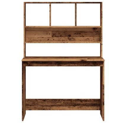vidaXL Desk with Shelves Old Wood 102x45x148 cm Engineered Wood 4