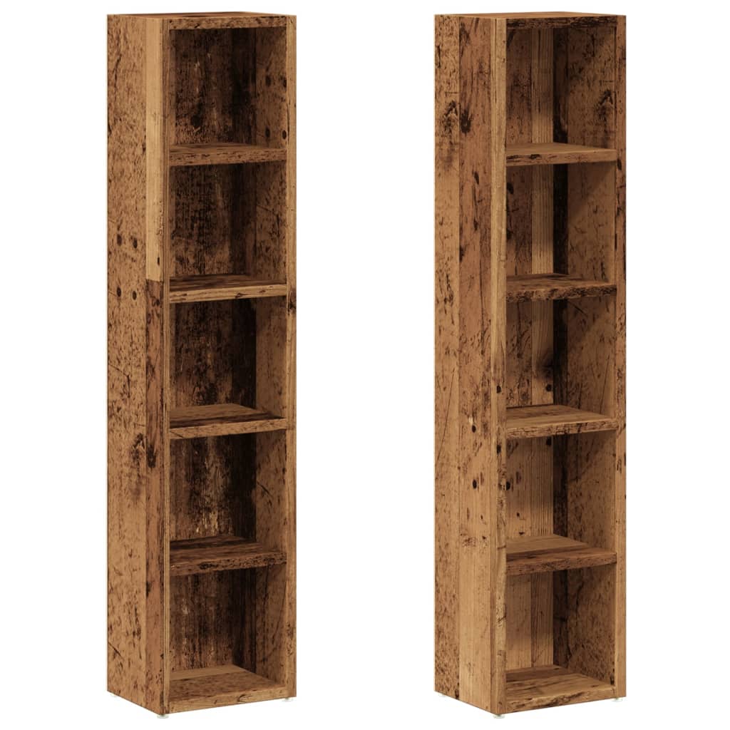 vidaXL CD Cabinets 2 pcs Old Wood 21x16x93.5 cm Engineered Wood 2