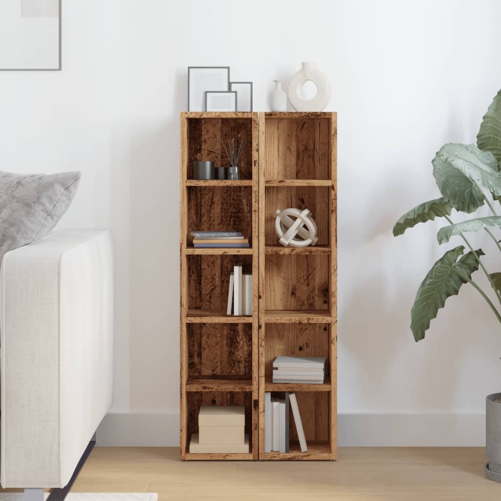 vidaXL CD Cabinets 2 pcs Old Wood 21x16x93.5 cm Engineered Wood 3