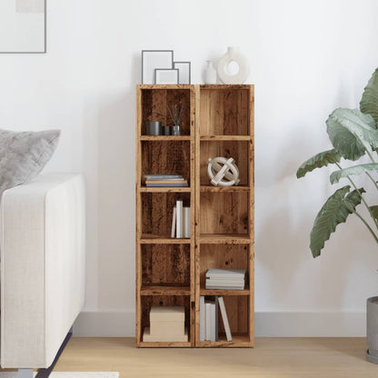vidaXL CD Cabinets 2 pcs Old Wood 21x16x93.5 cm Engineered Wood 3