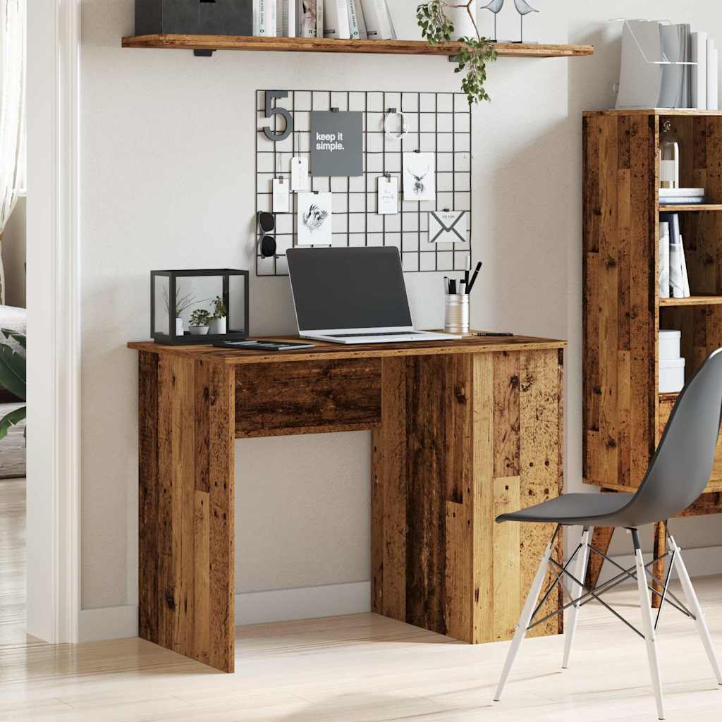 vidaXL Desk Old Wood 100x55x75 cm Engineered Wood 3