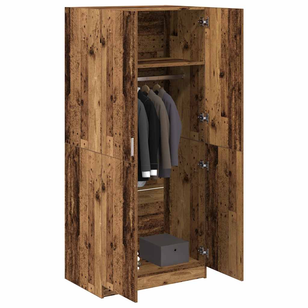 vidaXL Wardrobe Old Wood 80x52x180 cm Engineered Wood 1