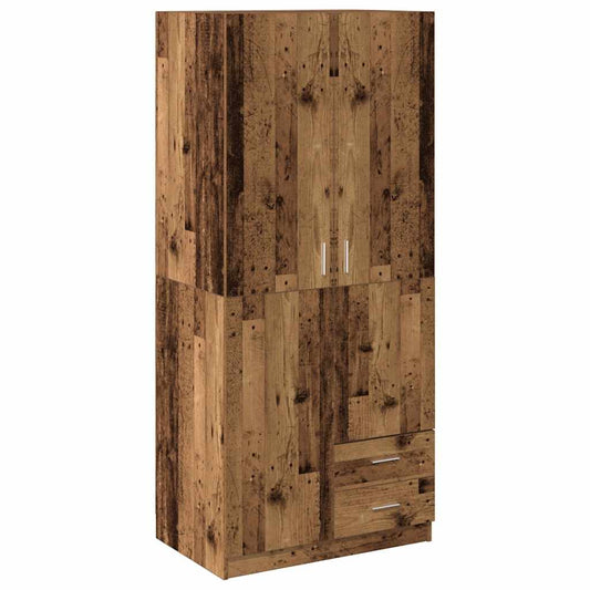 vidaXL Wardrobe Old Wood 80x52x180 cm Engineered Wood 2