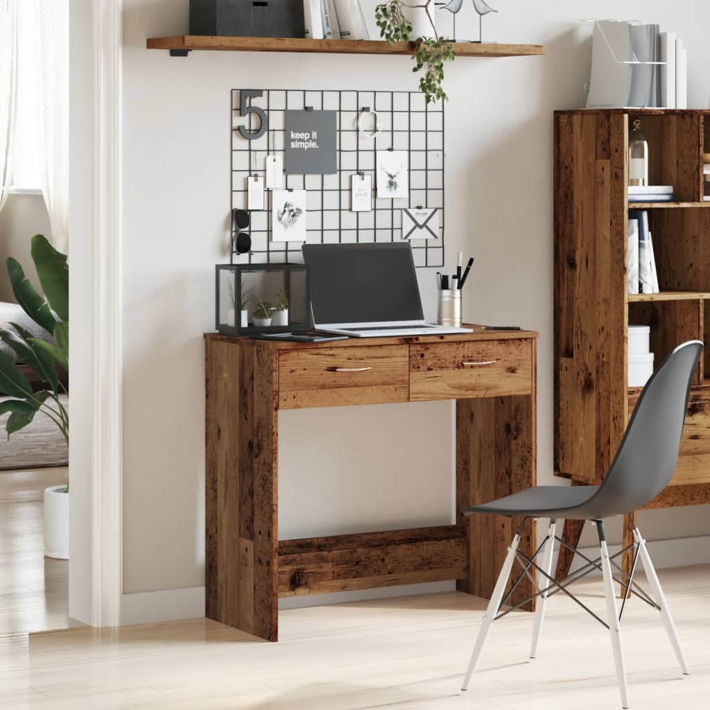 vidaXL Desk Old Wood 80x40x75 cm Engineered Wood 3