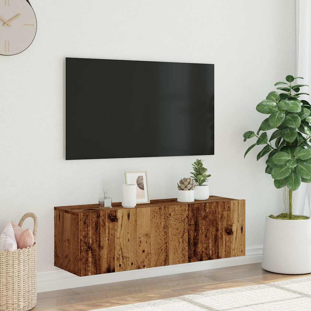 vidaXL Wall Mounted TV Cabinet Old Wood 100x30x30 cm Engineered Wood 3