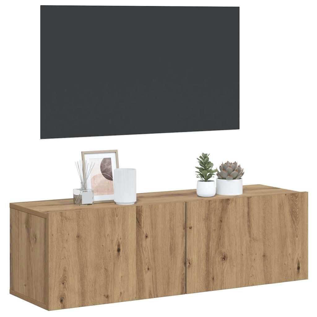 vidaXL Wall Mounted TV Cabinet Artisan Oak 100x30x30 cm Engineered Wood 2
